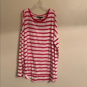 White and red thin tunic style long sleeve